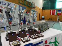 Medals and cups with EFC anniversary emblems